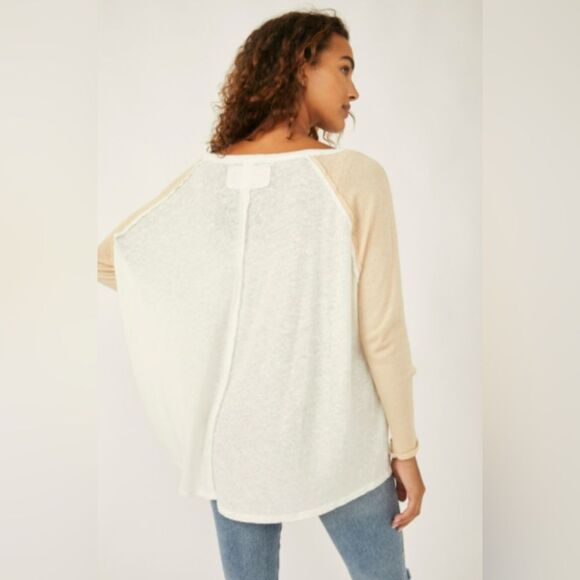 Free People Grand Slam 3/4 Tee In White Combo - Picture 3 of 4